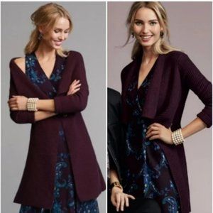 CAbi Long Ribbed Sweater/Duster/Cardigan -Regal Mulberry Wine - M